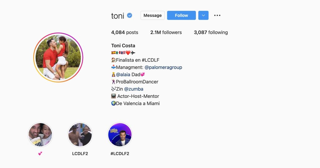 Toni Costa Social Media Accounts